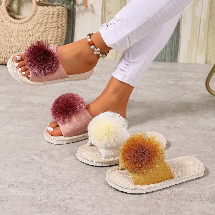 Wholesale Spring, Autumn, and Winter New Style Tassel Ball Waterproof Non-Slip Slippers for Women, Wedding Home Indoor Fur Ball Cross-Border Slippers Wholesale Spring, Autumn, and Winter New Style Tassel Ball Waterproof Non-Slip Slippers for Women, Wedding Home Indoor Fur Ball Cross-Border Slippers