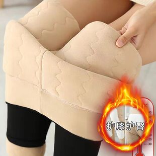 Factory Direct Supply Knee Pants Waist Cotton Pants Women's Outer Wear Leggings fleece-lined Thickened Northeast plus size High Waist Warm Pants