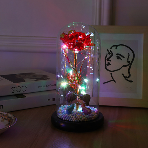 Glass Dome Everlasting Rose Artificial Flower Festival Gift Creative Ornament Chinese New Year's Day Valentine's Day Fine Gift