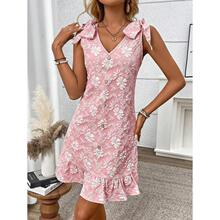 D 37113 V-neck Bow Sleeves Dress ����V������ȹ ŷ���羳��