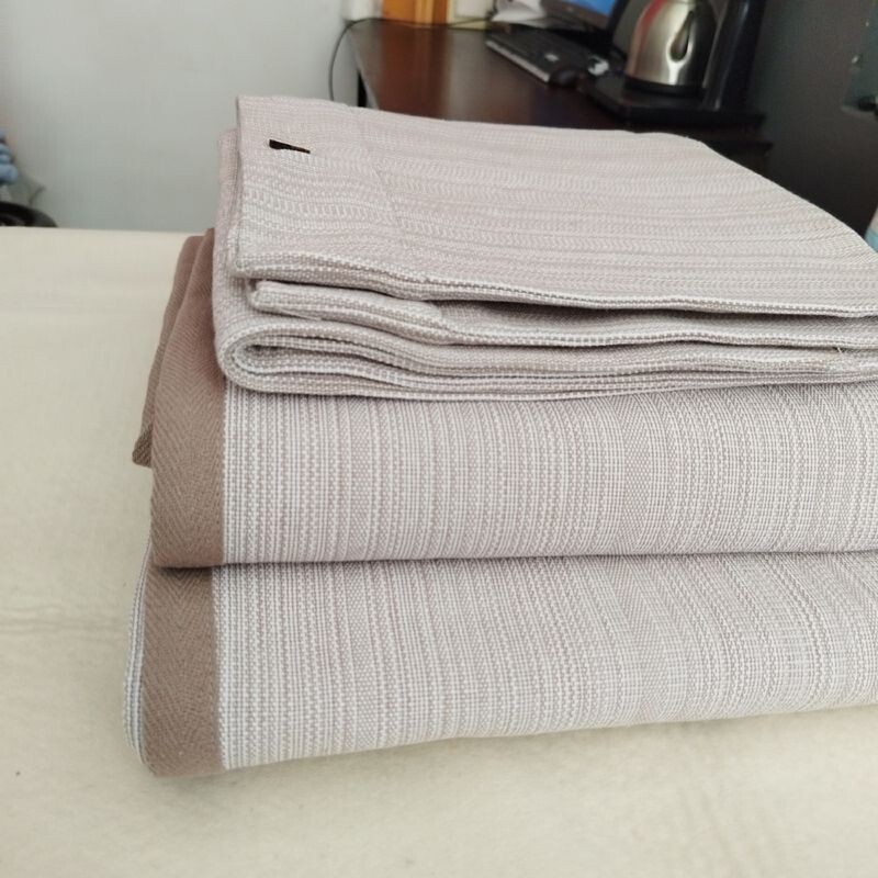 夏用純綿粗布涼席ベッドシーツ3点セット、粗布シーツ、麻布シーツ、千鳥格子柄|undefined