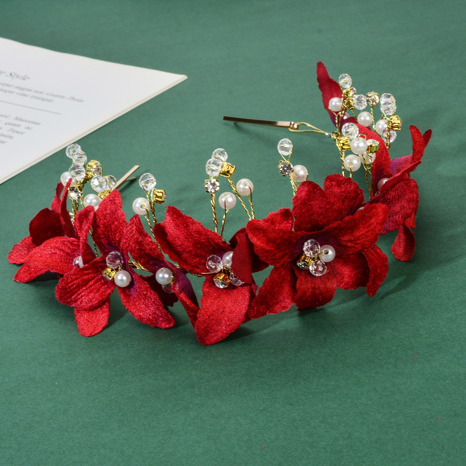 Red hair accessory for bride