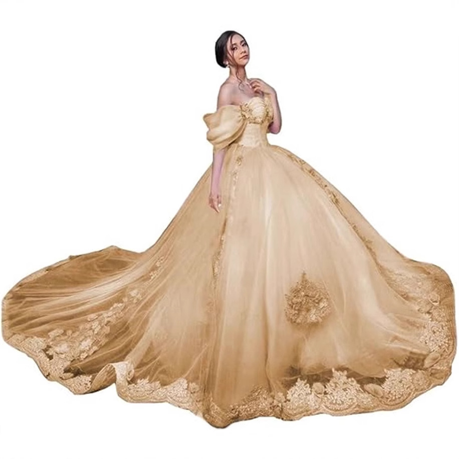 Aliexpress Amazon encaje calcomanía hombro abierto vestido de adulto vestido de baile vestido vestido de princesa vestido de mujer