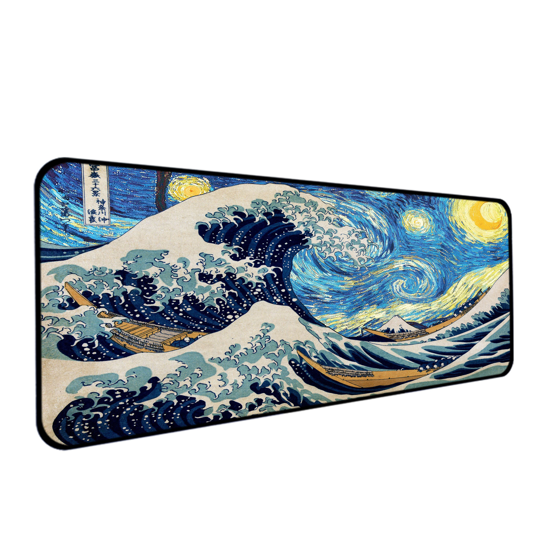 芯翼富梵高經典插畫RGB無線充鼠標墊繁星星月夜超大鎖邊鼠標墊