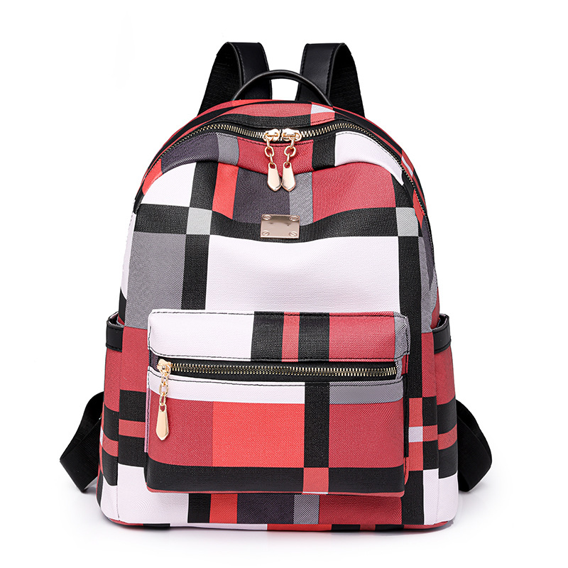 Venta al por mayor transfronteriza 2024 nueva mochila de PU para mujer casual moda color de contraste mochila de viaje de gran capacidad mochila escolar de moda