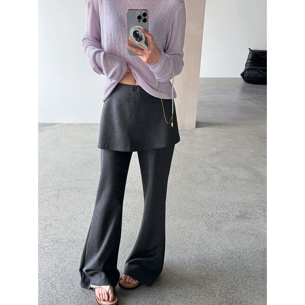 【王琪芝】主推夏款开叉假两件屁帘微喇裤女高腰显瘦遮胯长裤182