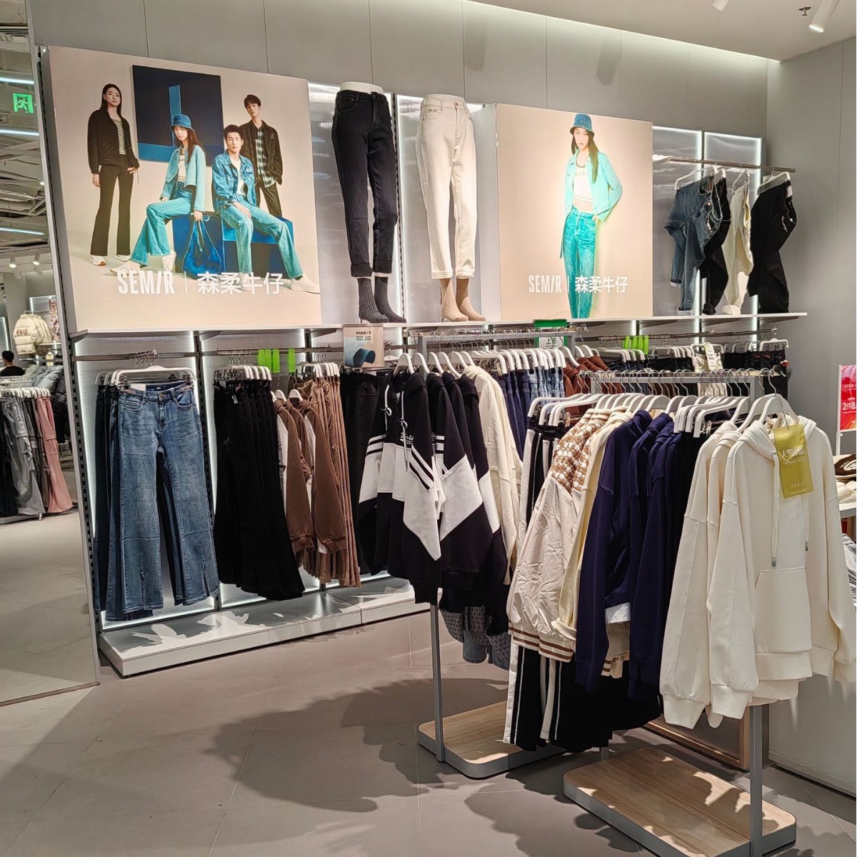 Senma tienda de ropa para hombres y mujeres estante de pared estante de exhibición de la isla estante de exhibición grueso estante de exhibición grueso