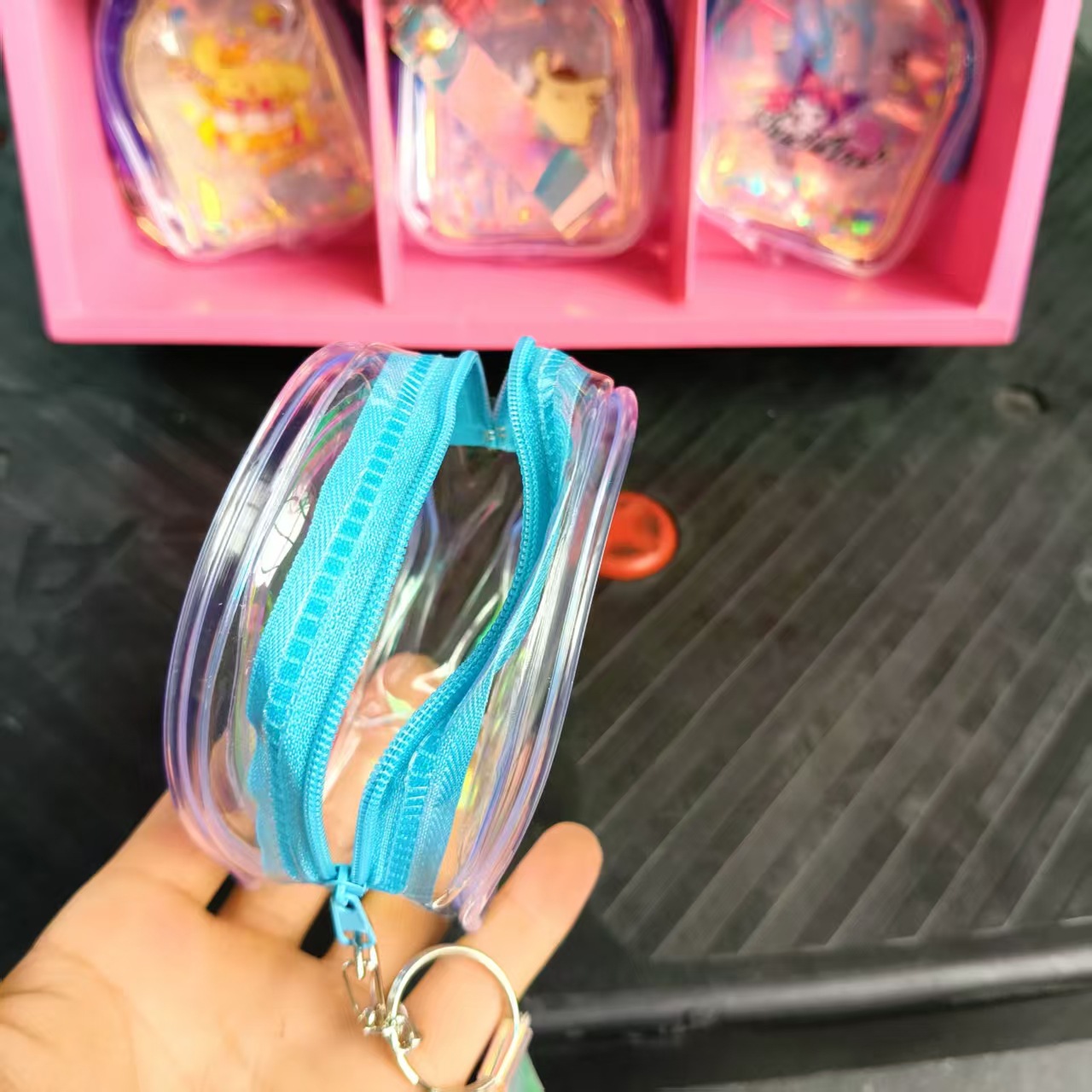 Simulación mini mochila de arena flotante, mochila de cambio infantil, mochila de cambio transparente y linda, mochila de decoración para niñas al por mayor