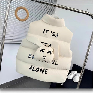 Autumn and Winter Niche High-End down Jacket Bag 2023 Letter Computer Commuter Bag Shoulder Bag White Duck down Warm