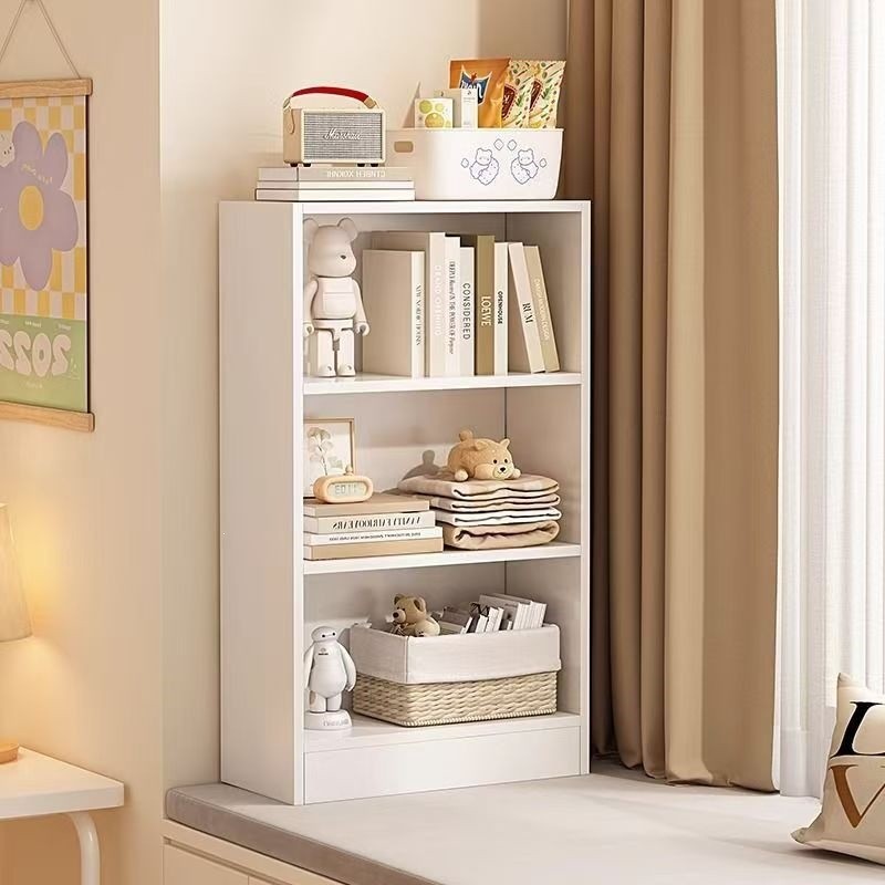 Bookshelf, Small Storage Rack, Floor-Standing Multi-Layer Storage Rack, Small Cabinet, Storage Cabinet, Wall-Mounted Integrated Solid Wood-Colored Low Bookcase