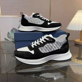 欧洲站外贸D家男鞋潮流字母低帮休闲鞋刺绣厚底系带时尚运动鞋男