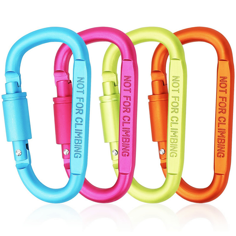 8cm D type carabiner with lock aluminum alloy keychain outdoor safety lock buckle color nut hanging buckle backpack buckle