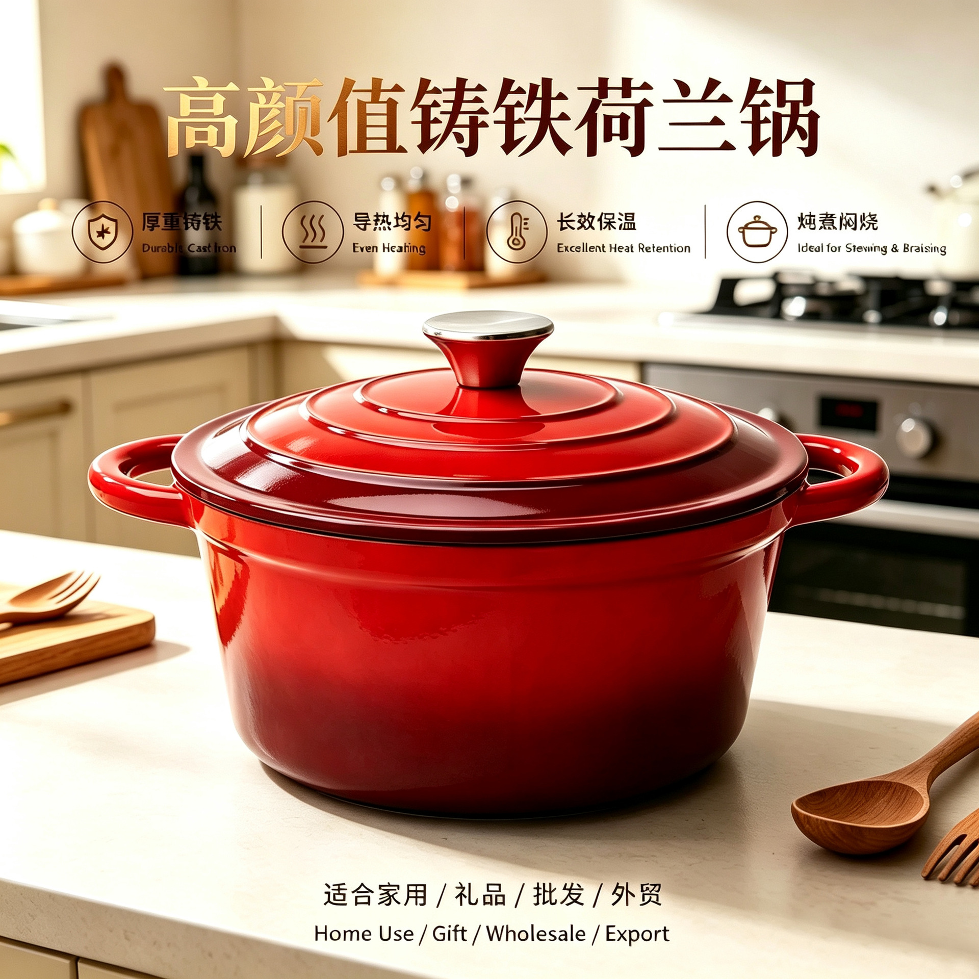 Cast Iron Enamel Pot Manufacturer Processes Export Quality Enamel Pot Stew Pot Household Soup Pot Gas Induction Cooker Universal