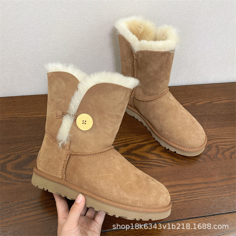 桑坡雪地靴女皮毛一体经典新款高筒加绒加厚保暖羊毛棉鞋冬季鞋子|undefined