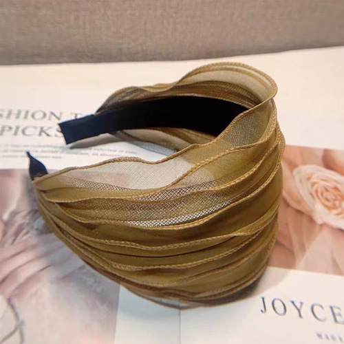 Black wide-brimmed hairband for female internet celebrity new organza hairpin to widen cover white hair with toothed anti-slip headband headwear