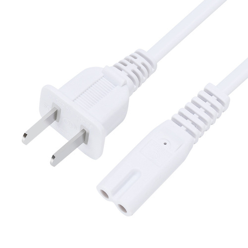 3C-certified national standard two-prong 8-character tail power cord, dual-hole full-copper gaming desk lamp speaker adapter charging cable