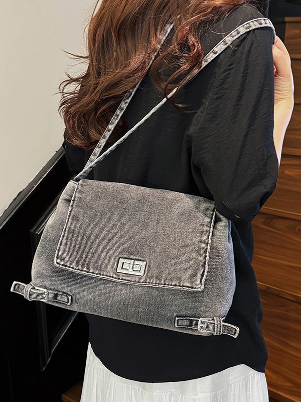 Bolso Tote de mezclilla de gran capacidad literaria y artística para estudiantes de secundaria retro de la universidad y la escuela secundaria