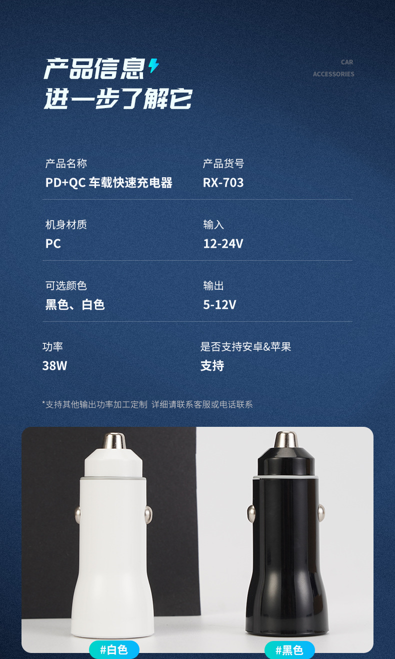Cross-border super-fast charging multi-functional cigarette lighter adapter, dual-port, full-protocol 66W car charger