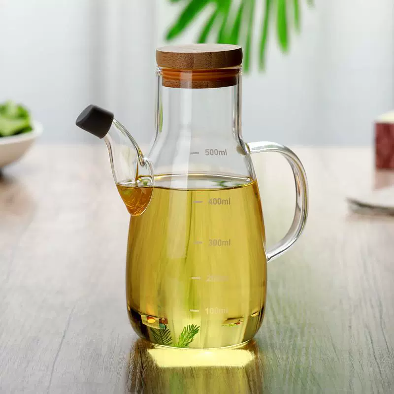 Cross-border supply of high borosilicate glass oil storage kettle with scale and controllable oil kettle for kitchen organization soy sauce and vinegar bottles