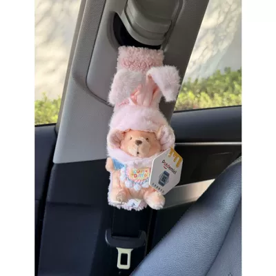 Seat belt shoulder pad Car Seatbelt Shoulder Pad Flower - rabbit-ear-mung-beanpink-striped-shoulder-pads-no-specifications