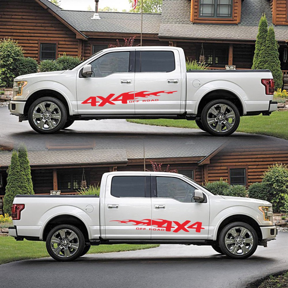 Off-road stickers Fire Totem stripes decorated car Truck pickup body Latte PET reflective stickers waterproof_autovado.com
