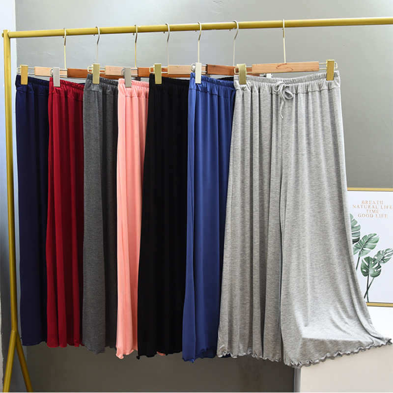 Modal Wide-Leg Pants for Women, Summer Style, Drapey, Thin, Loose Fit, Casual High-Waisted, Flared Straight-Leg Trousers