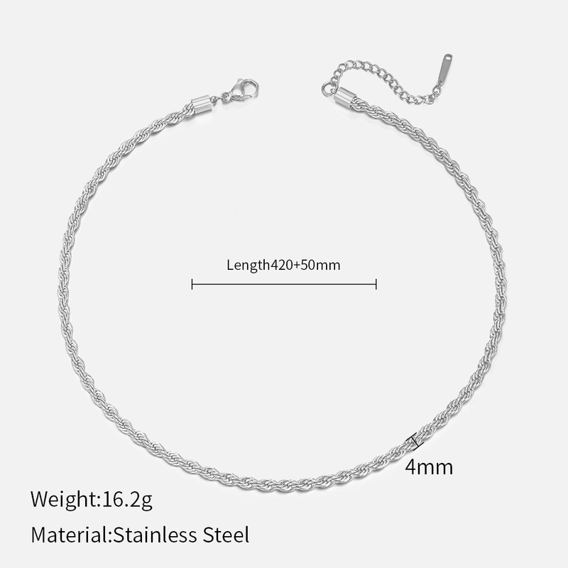 欧米ファッション新製品3mm/4mm麻花鎖ネックレス女性シンプルステンレスネックレス首鎖ジュエリー卸売り|undefined