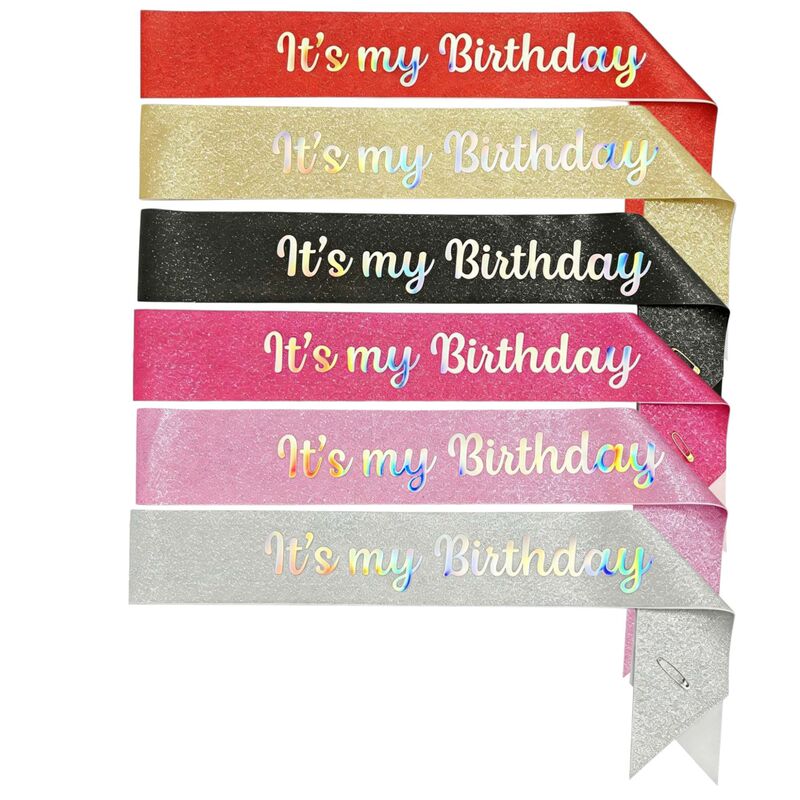 It`S My Birthday Shoulder Strap Birthday Ribbon Gold Glitter Ceremonial Ribbon Party Photography Decoration It`S My Birthday Shoulder Strap Birthday Ribbon Gold Glitter Ceremonial Ribbon Party Photography Decoration