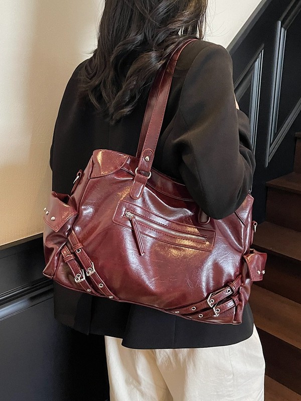 Bolso retro de gran capacidad para mujer 2025 verano nuevo estilo coreano oscuro ventilador bolso de coche casual mensajero de viaje bolso especial