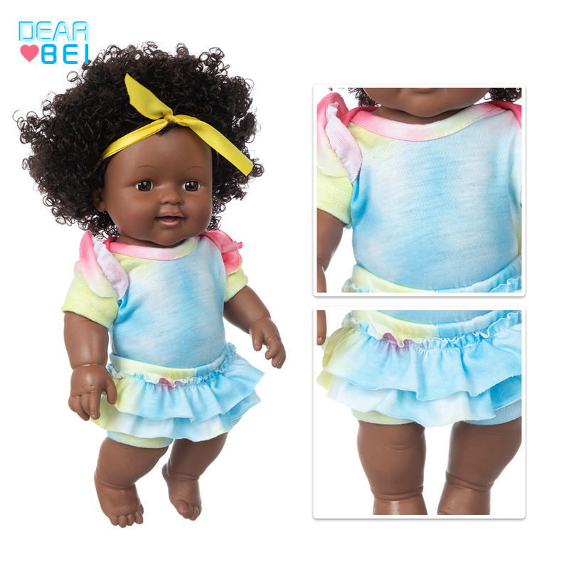 Aliexpress venta caliente muñeca africana juguetes para niños enmascarado reborn muñeca de 12 pulgadas muñeca de piel negra muñeca pic 6