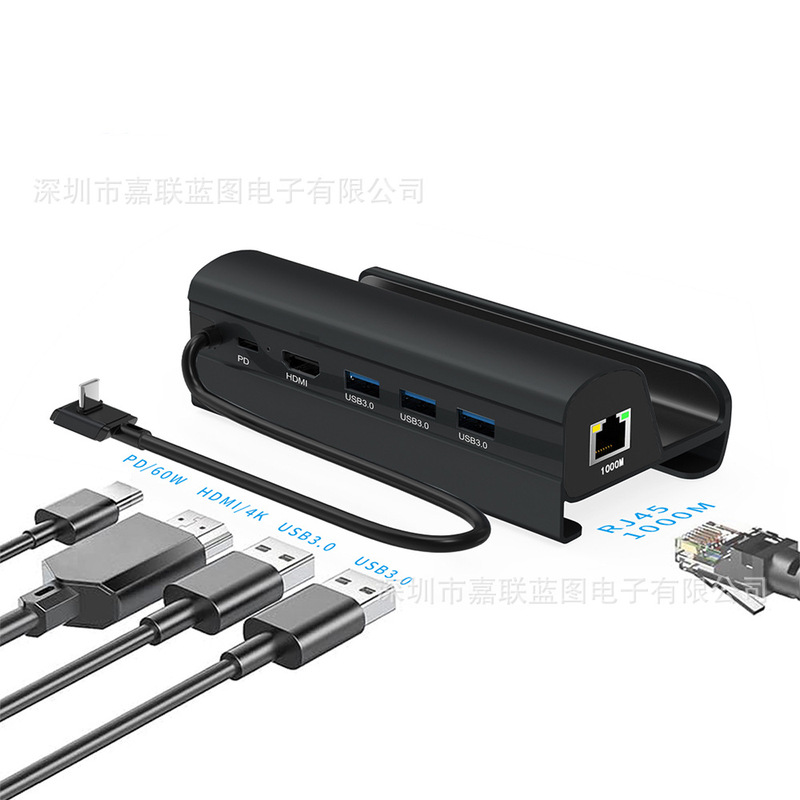 Expansion Dock Gaming Base 4K HDMI with Gigabit 1000m Network Port Steamdeck Suitable for Rog Ally