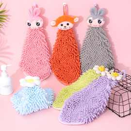 雪尼尔擦手巾可爱卡通挂式吸水速干加厚厨房卫生间儿童擦手毛巾