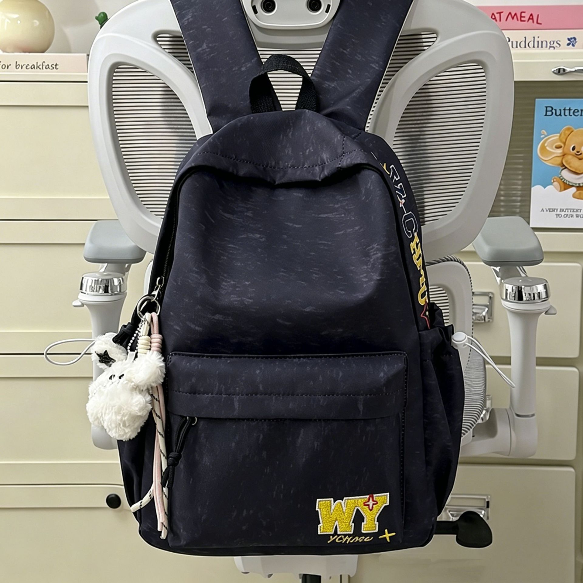 American retro embroidered student backpack 26, new autumn model, simple backpack for high school students, junior high school students, unisex backpack