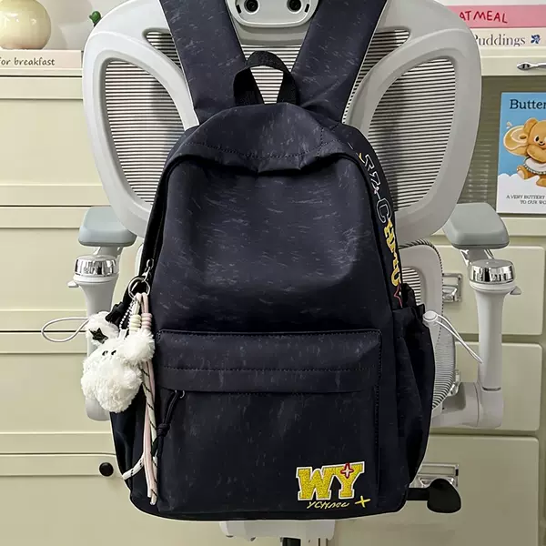 American retro embroidered student backpack 26, new autumn model, simple backpack for high school students, junior high school students, unisex backpack