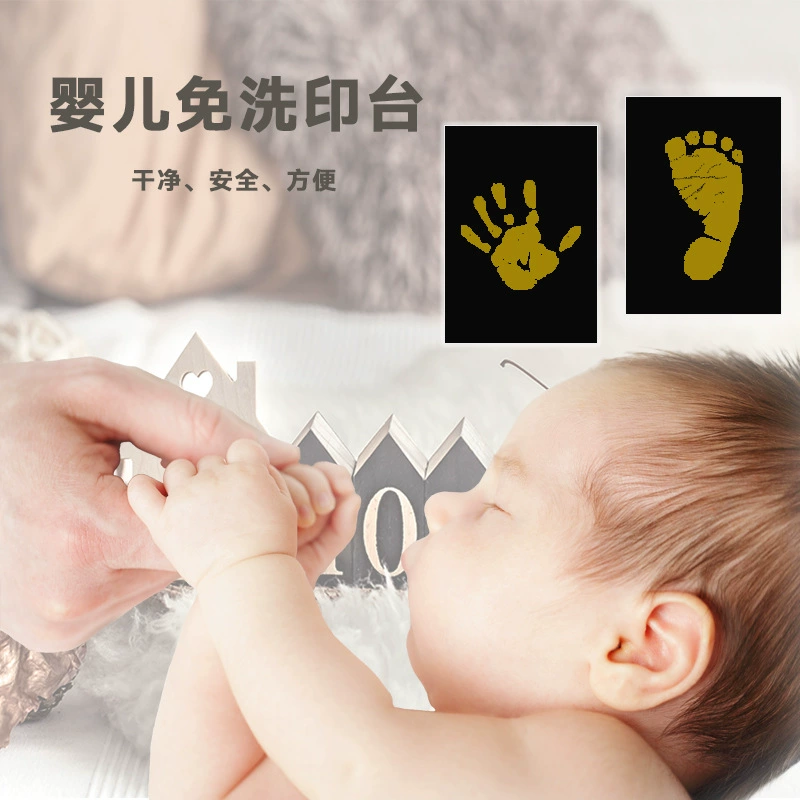 Подарок на первый день рождения малыша, с возможностью создания отпечатков без смывания, экологически чистый и безопасный набор с чернильной подушечкой в подарочной коробке, креативное решение для домашнего использования.