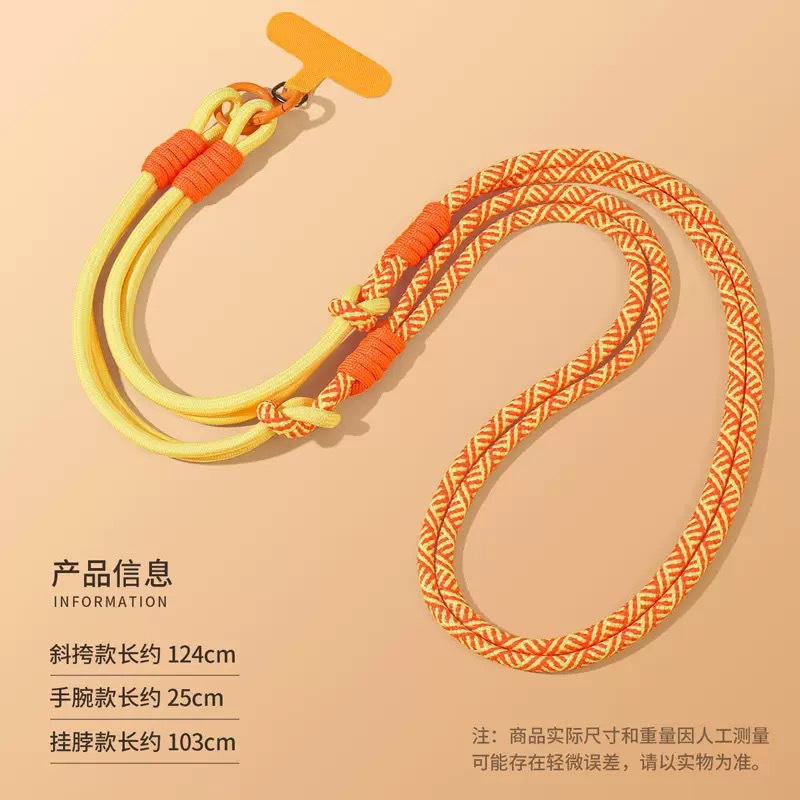 Versión coreana de la muñeca de cuello colgante de mensajero desmontable cordón de teléfono móvil de tres usos costura tejida cuerda resistente anti-pérdida colgante de dibujos animados