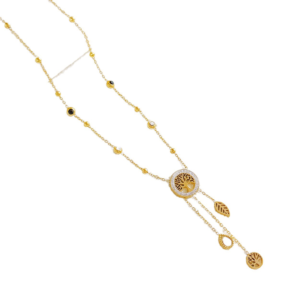 Collar de acero inoxidable de lujo ligero y de alto nivel, colgante de hojas, collar de clavícula, joyería explosiva transfronteriza, mujer