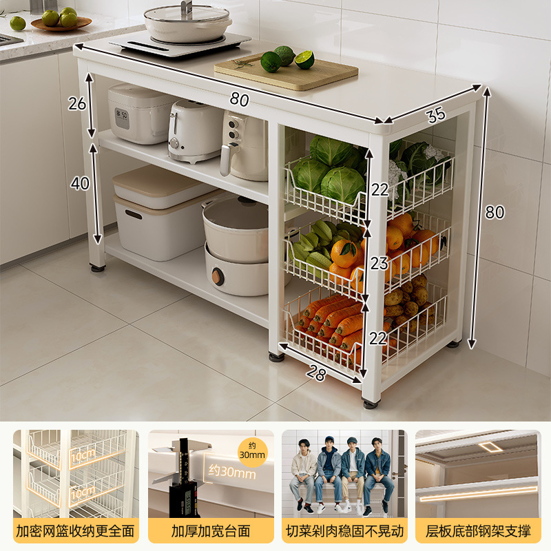 Estante de almacenamiento multicapa de piso de cocina, mesa de corte de verduras multifuncional para microondas, estante de almacenamiento de armario de comedor