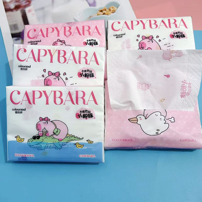 Папиросная бумага с принтом Pink Capibala (26 листов/4 слоя)
