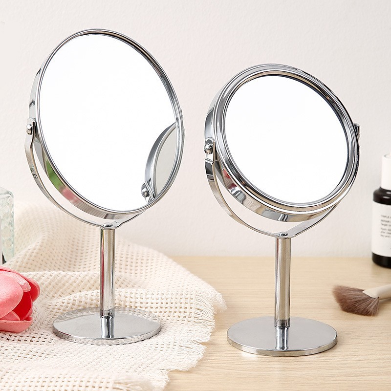 Espejo de maquillaje de escritorio puede girar lupa espejo de doble cara espejo de maquillaje espejo de almacenamiento para el hogar