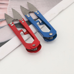 1-2-3 yuan store supermarket supply U-shaped small scissors 02063 factory thread scissors color mini yarn scissors wholesale