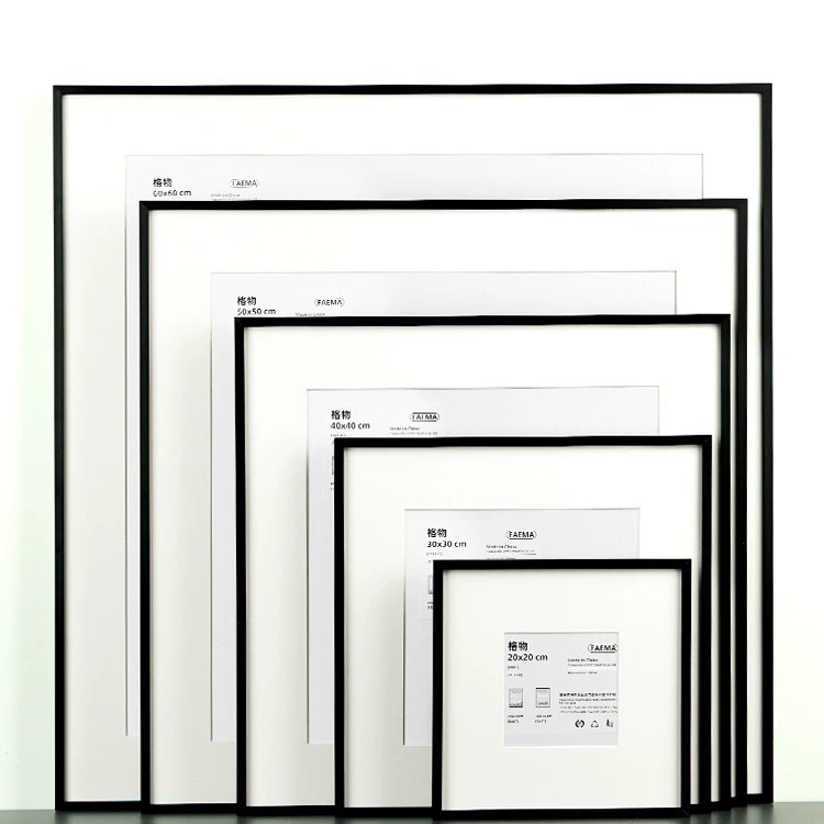 Черная квадратная фоторамка для настенного крепления с узкой рамкой, каркас из картона для картин