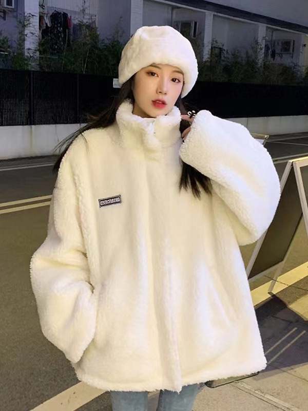 Lamb Wool Jacket for Women, Autumn and Winter 2025 New Women's Fashion, Street Style, Fleece-Lined, Thickened, Casual Versatile Korean-Style Sweatshirt for Women