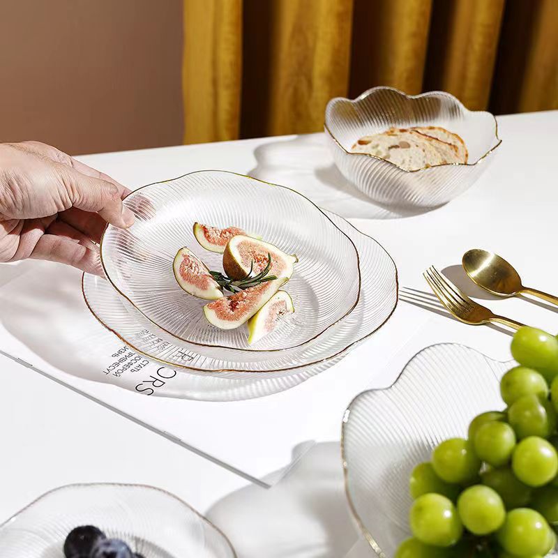 Scandinavian Ins Style Creative Phnom Penh Fruit Plate Glass Large Living Room Household Simple Vegetable Salad Candy