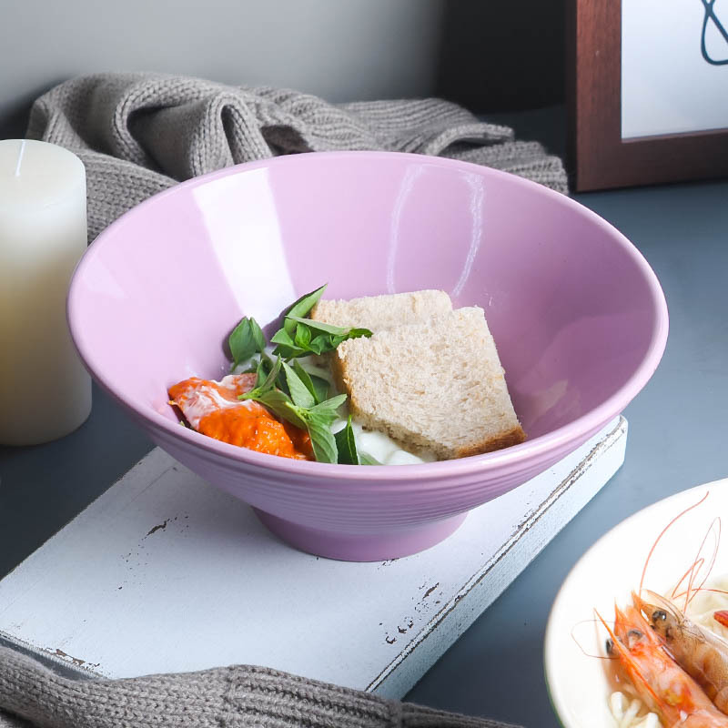 家用8英寸螺纹碗味千拉面碗汤面碗装饰碗纯色碗醴陵陶瓷网红餐具