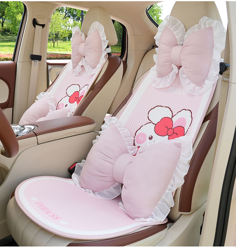 Lace edge butterfly car headrest waist support four seasons universal creative car pillow comfortable breathable car neck pillow