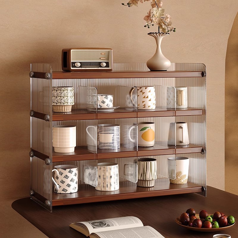 Portalápices de madera maciza Portalápices de almacenamiento de tazas Gabinete de comedor Gabinete de almacenamiento Taza de té Taza de café Taza de agua Estante de exhibición de encimera