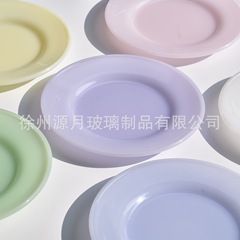 レトロ牛乳ガラス皿玉料ガラス皿ミルクガラス食器アメリカレトロ皿カラーパターン印刷