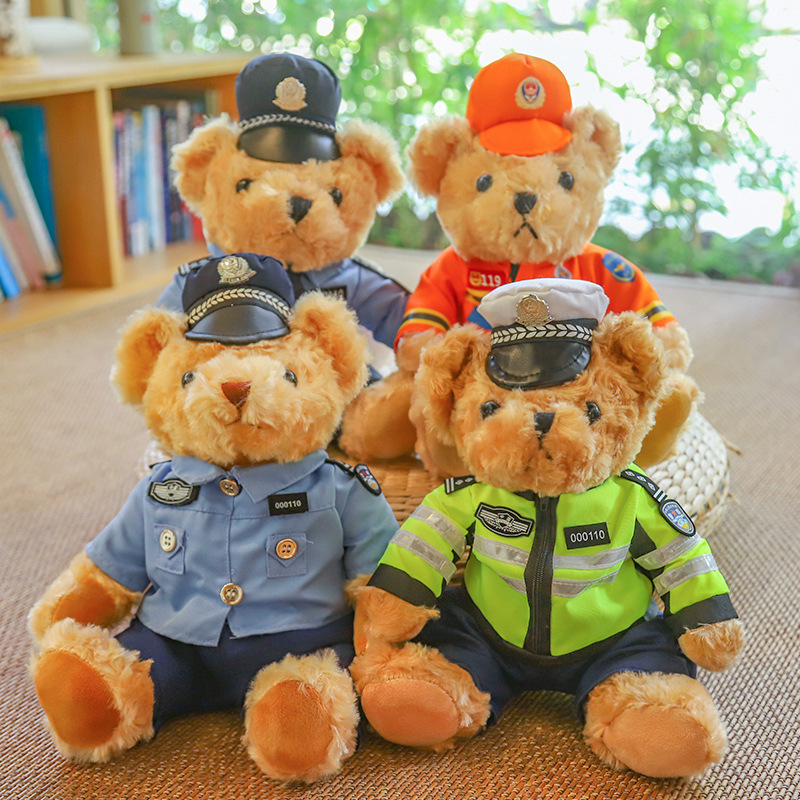 Police bear doll riding iron bear police uniform traffic car bear teddy bear net red traffic police bear