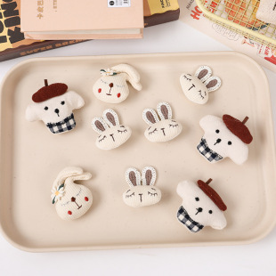 Fabric Cartoon Wearing Hat Puppy Bunny DIY Hair Accessories Brooch Kidsren's Clothing Accessories Scarf Hat Accessories